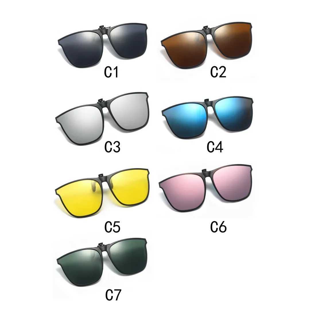 Polarized Clip On Sunglasses Men Photochromic Car Driver Goggles Night Vision Glasses Anti Glare Vintage Square GlassesX240920