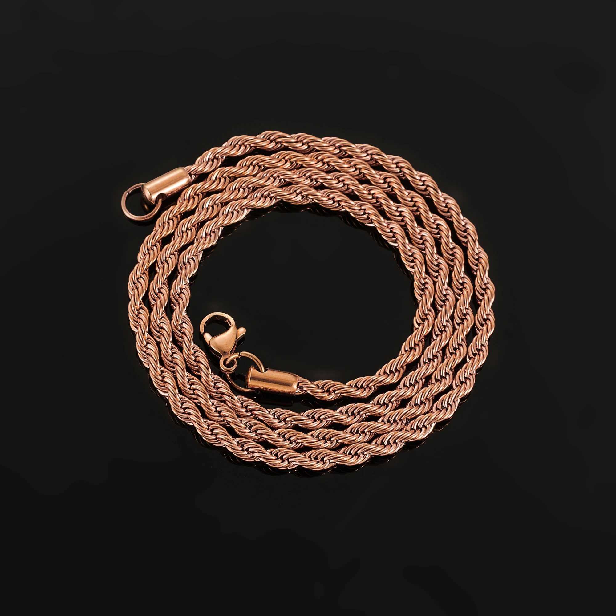 Stainless Steel Twist Rope Chains Men Women Rose Gold Color Plated Necklace Choker High Quality Jewelry Gifts 2/3/4mm WideX240919