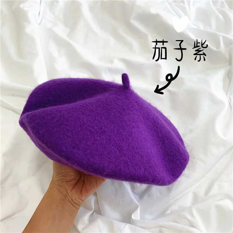 New Adult Casual Wool berete hats Woolen Artist hat Thick warm Flat French Pumpkin capsX240919