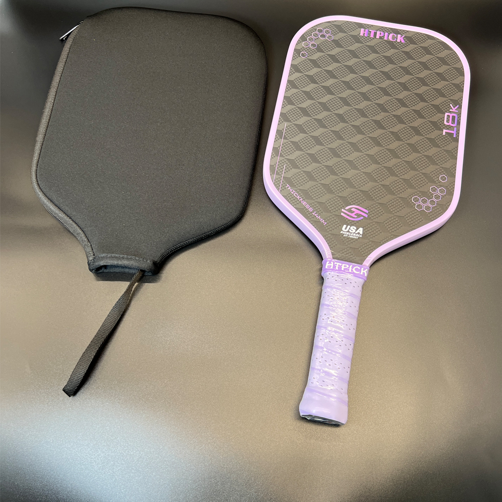HTPICK 3D 18K Raw Carbon fiber pickleball paddle 14mm Honeycomb core thickness for Spin & Control Paddle Racket for beginner and pro