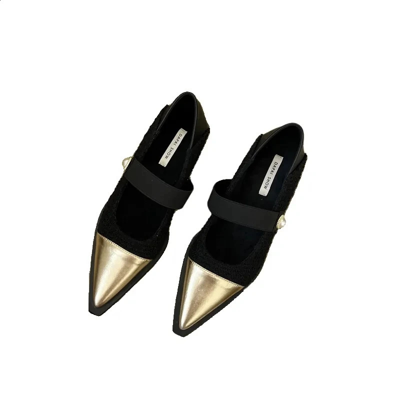 French Dot toe Mary Jane Womens Shoes Spring and Autumn Niche Light perfume Patched Low Heel Shoes 240919