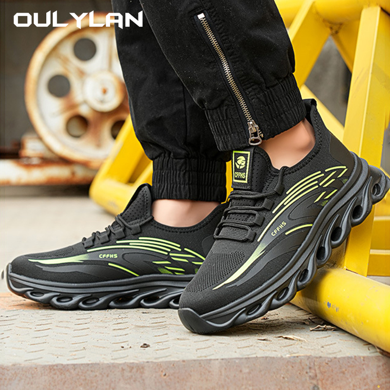 New Breathable Men Safety Shoes Steel Toe Non-Slip Work Boots Indestructible Shoes Puncture-Proof Work Men Sneakers