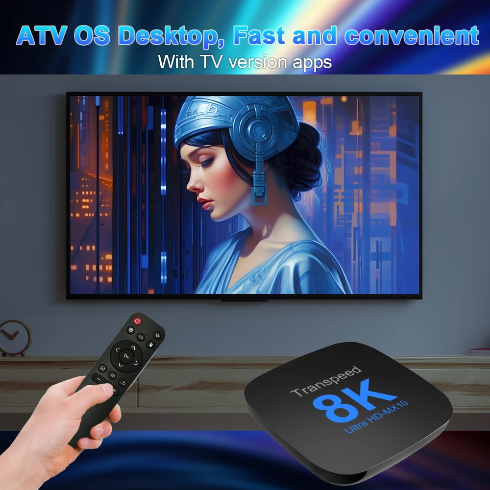 Transpeed Android 13 TV Box ATV Dual Wifi with TV Apps 8K Video BT5.0+ RK3528 4K 3D Voice Media Player Set Top Box