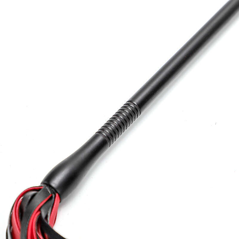Alternative Sex Toys SM Props Black and Red Tassel Leather Whip Creative Sandalwood Handle Sex Whip SM Adult Sex Products