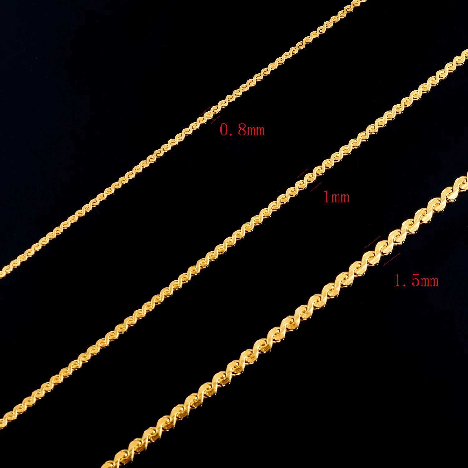 0.8mm/1.1mm/1.5mm Stainless Steel S Basic Thin Chain Gold/Sliver Color Necklace for Men Women Fashion Jewelry Brithday GiftX240919