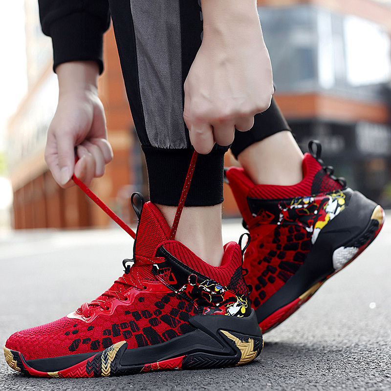 Brand Fashion Red Basketball Shoes For Men Women Sport Sneaker Outdoor Anti-slip Basketball Sneakers Men Athletic Gym Shoes