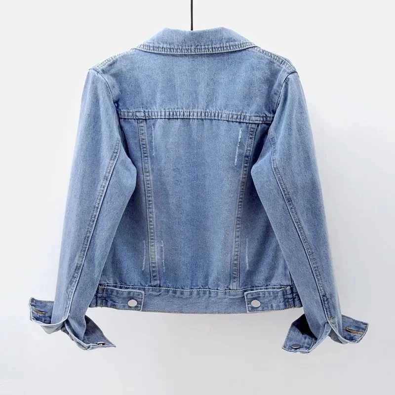 2023 New Spring Autumn Womens Denim Jacket Long Sleeve Overcoat Loose Basic Coat Button Streetwear Outerwear Jeans JacketsX240920