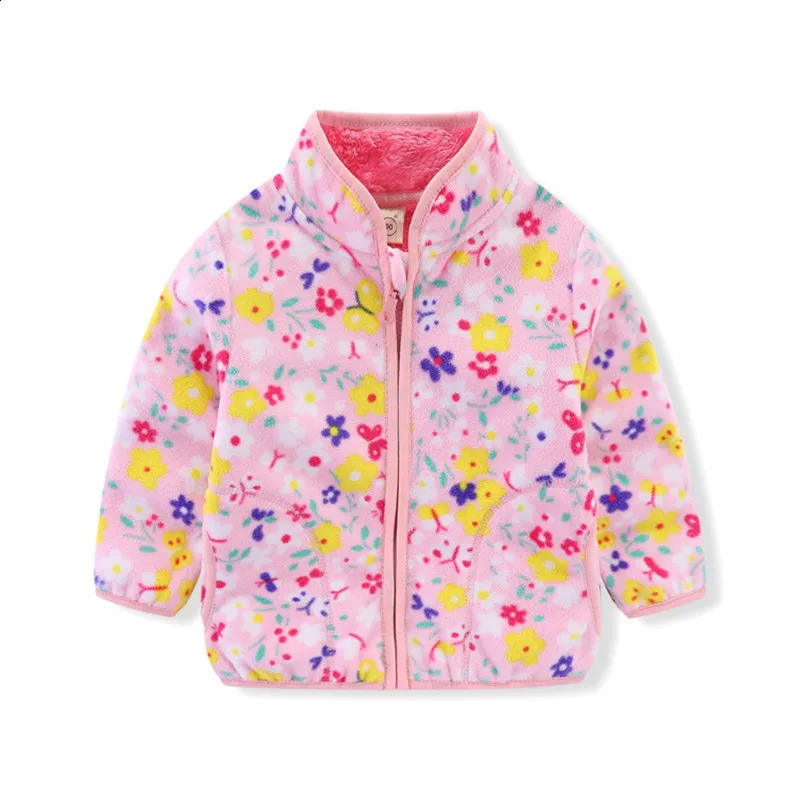 Jumping Meters Girls Outwear Fleece for Winter Autumn Baby Jacket Coats Flowers Childrens Jacket 240918