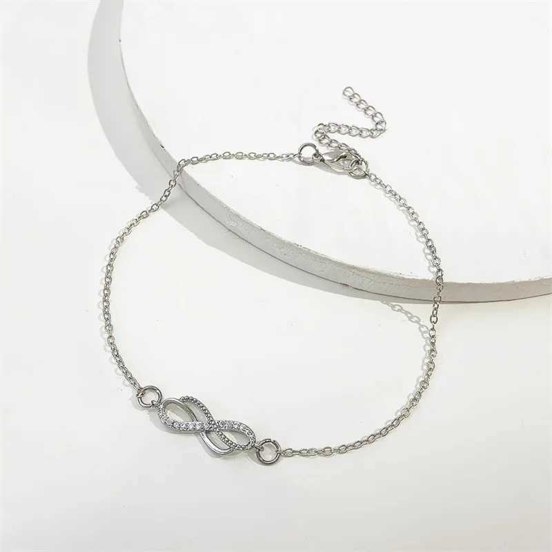 Elegant Charm Shiny Rhinestone Infinity 8-character Anklet for Women Rhinestone Vintage Metal Bracelet Sparkly Foot Jewelry Y240920