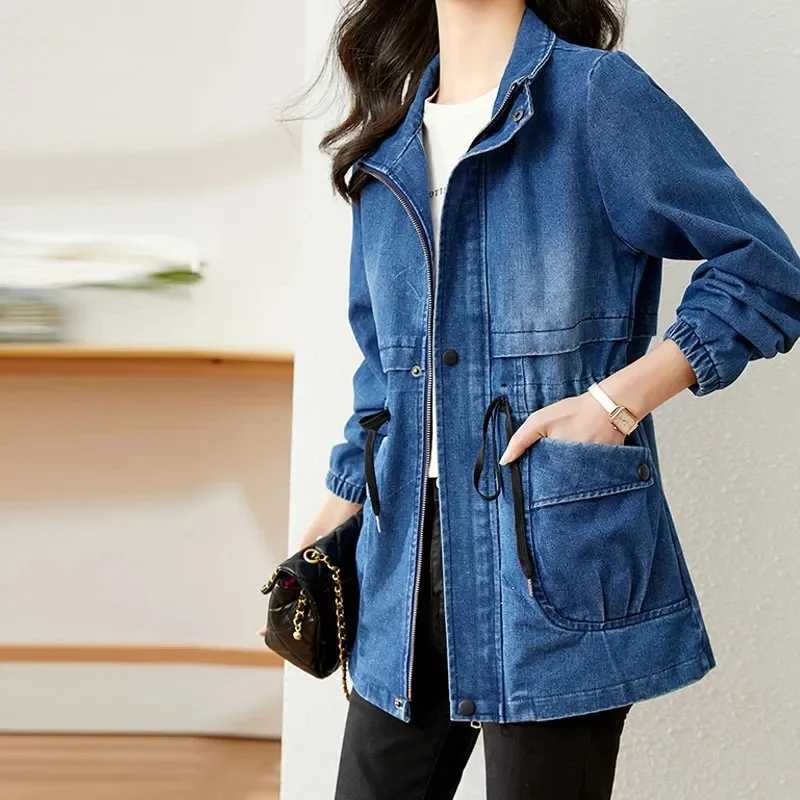 Womens Denim Jacket 2024 Spring Autumn New Ladies Denim Coat Design Sense Versatile Age Reduction Female Cowboy Overcoat A178X240920