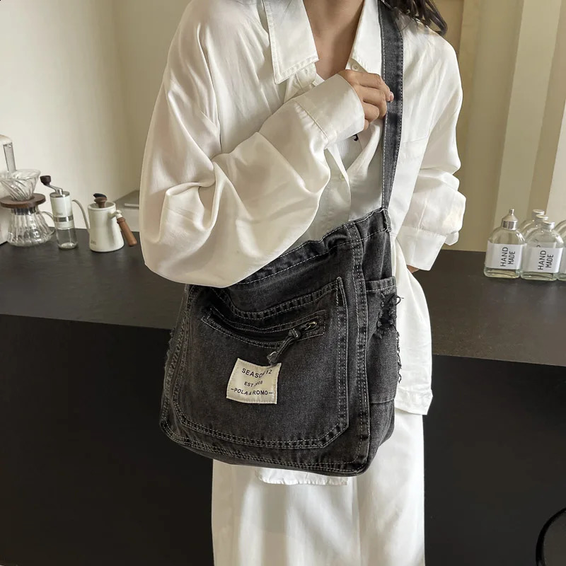 MUDUO Fashion Simple Retro Jeans Womens Shoulder Shopping Bag Cowboy Handbag Girls Wallet Carteira Bolsa Feminina 240919