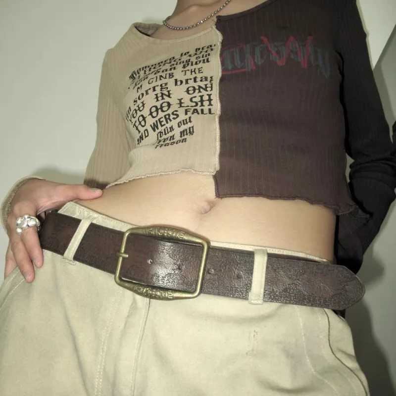 Fashion Retro PU Womens Belt Luxury Designer Brand Belt Bohemian Pattern Printed Brown Belt Clothing Accessories W240920