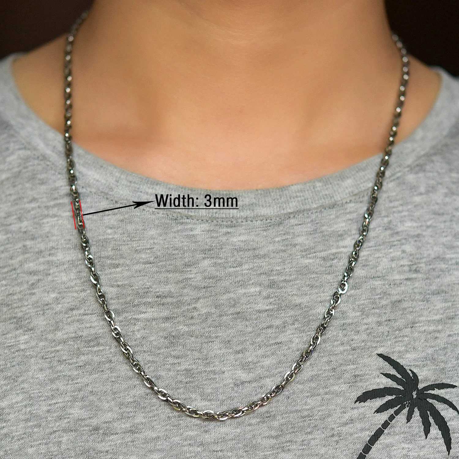 2/3/4/5MM Stainless Steel Link Cable Chain Men Women Silver Color Necklace High Quality Waterproof Jewelry AccessoriesX240919