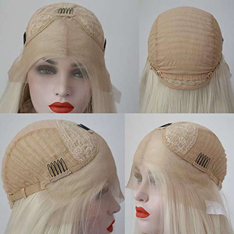 Platinum Blonde Long Loose Wave Wig Heat Resistant Glueless Synthetic Lace Front Wigs For Women With Free Part