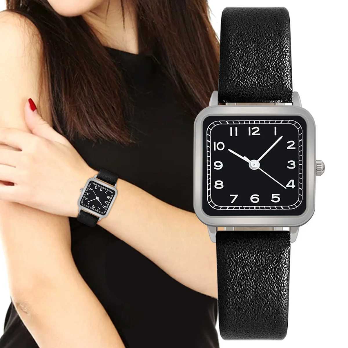 Hot Sale Woman Quartz Watch Leather Strap Square Dial Student Luxury Gift Wristwatches Dropshipping Relojes Para MujerX240920