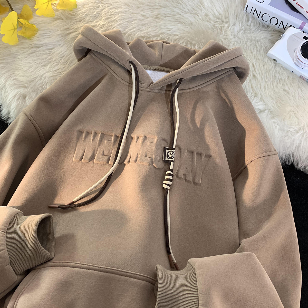 Sweater men's plush thickened 500g steel printed jacket autumn and winter vibe high street hoodie