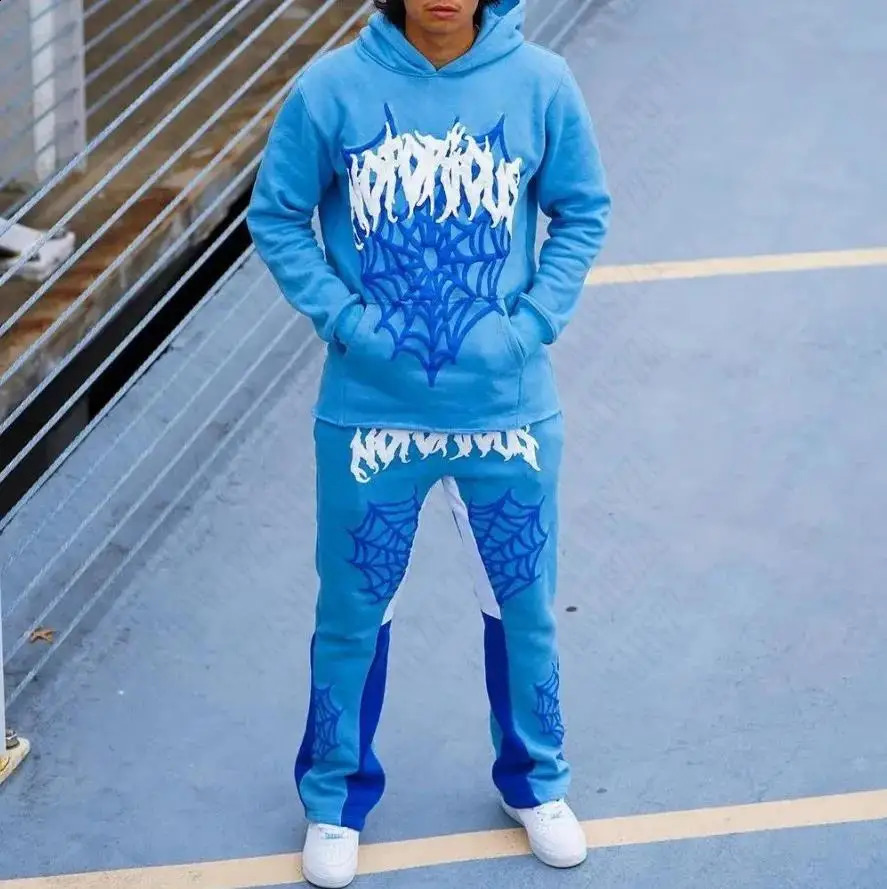 2 Piece Set Tracksuit Men Y2k Sweatpants and Women Streetwear Hip Hop Casual Oversized Hoodie Sweatershirt 240914