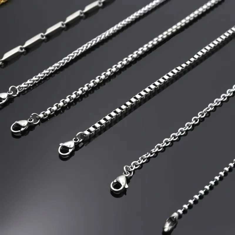 50 60 70 80cm Silver Color Mens Dragon Box Bead Snake Long Stainless Steel Necklace Chain For Pendant Women Jewelry AccessoriesX240919