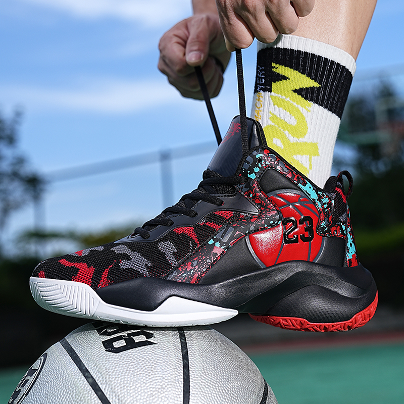Men's Basketball Shoes Rubber Sole Cushioning Non-slip Sports Shoes Men Training Basket Sneakers Street Combat Basketball Boots