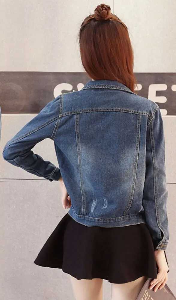 WomenS Fashion Denim Jacket Full Sleeve Loose Button Pearls Short Lapel Wild Single-Breasted Cardigan Pearl Beaded Jeans JacketX240920