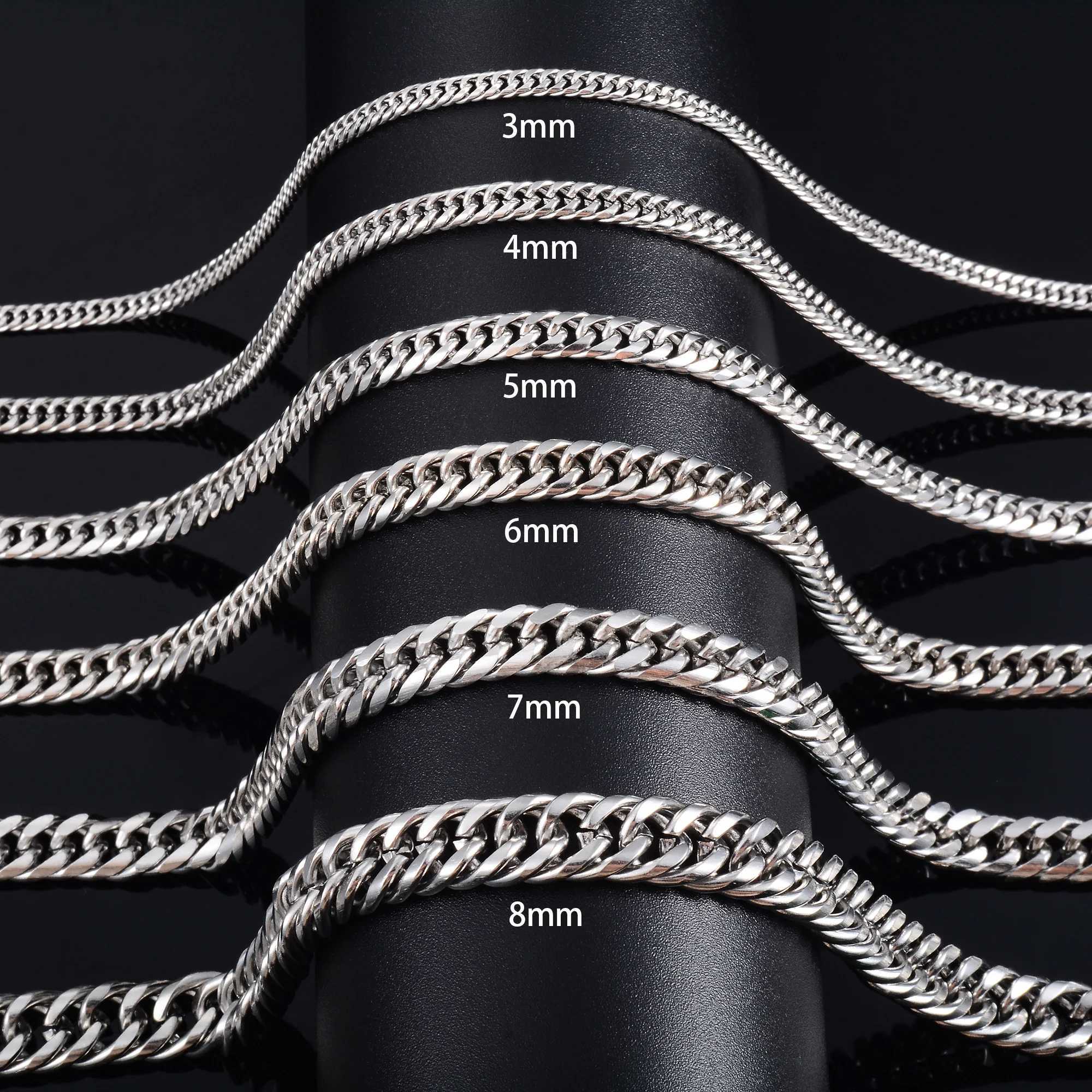 Mens Punk Link Cuban Curb Chain for Hip Hop Boy Women Stainless Steel Necklace Basic Metal Jewelry Accessories Heavy ChokerX240919