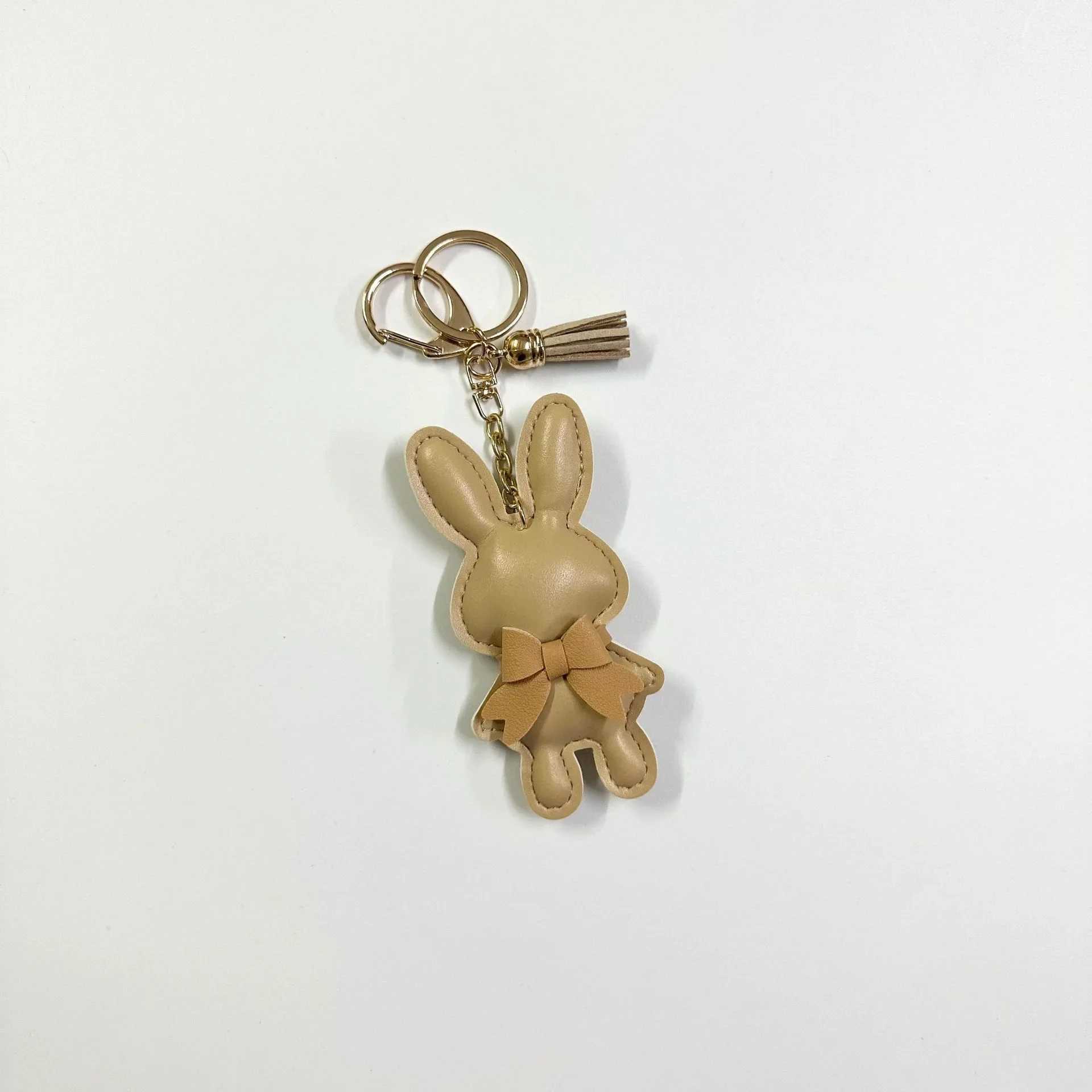 Cute Rabbit Keychain Leather Car Keychain Pendant Little Rabbit Bag Keychain Pendant Student Creative GiftX240919