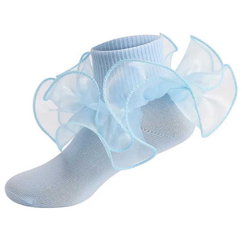 Kids Socks Toddler Baby Girls Ruffle Socks Soft Double Lace Frilly Princess Ankle Kids Socks Baby Items Accessories Baby Stuff Things Q240920