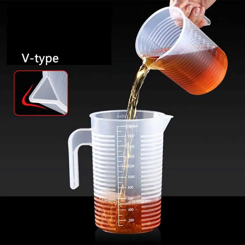 1 transparent grading measuring cup scale plastic transparent mixing cup large capacity with lid laboratory Bickel kitchen baking X2409201