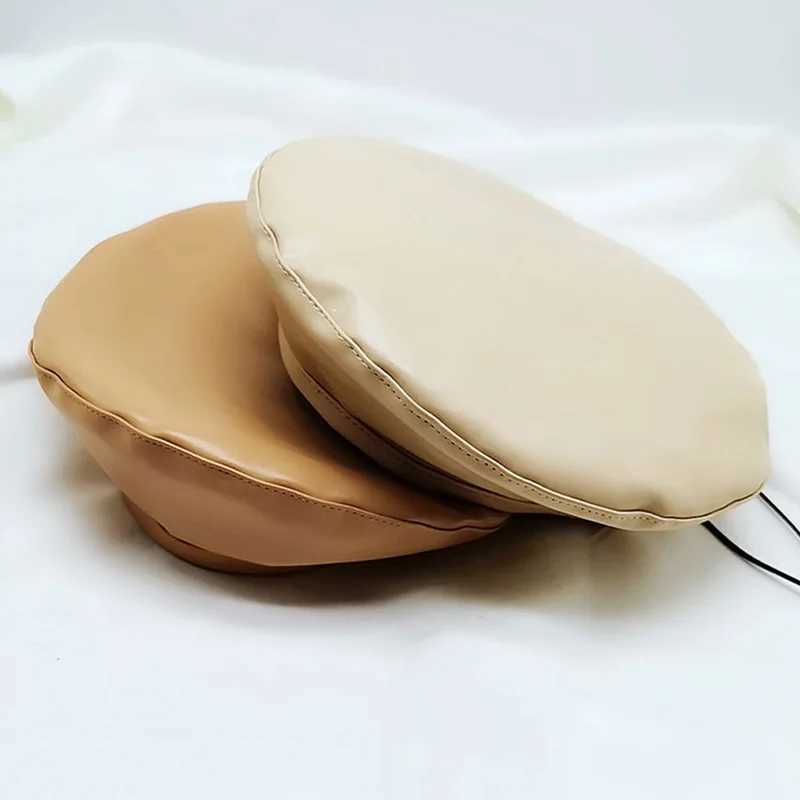 Women Girl Beret French Artist Warm Wool Winter Beanie Hat Cap Vintage Plain Beret Hats Solid Color Elegant Lady leather CapsX240919