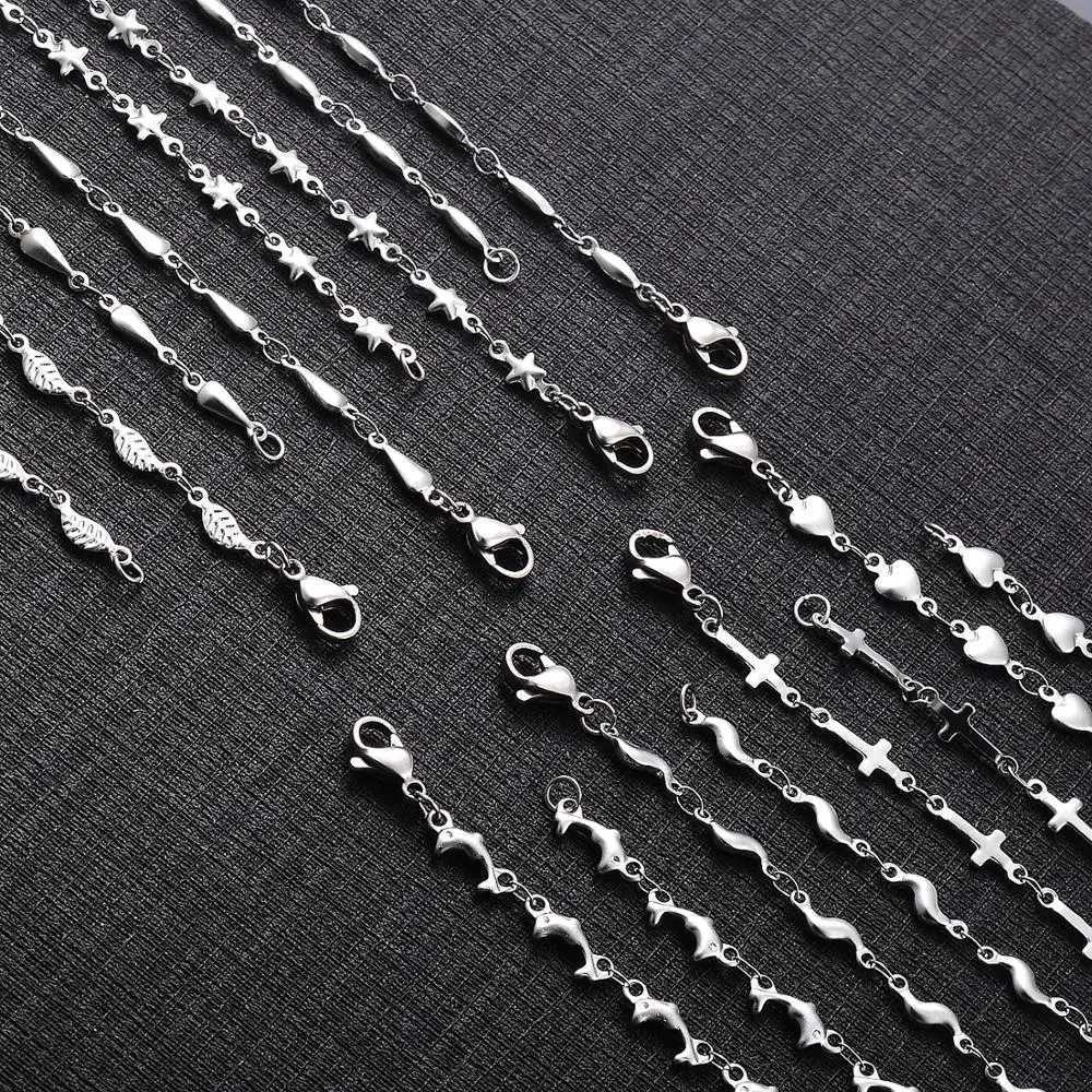 1Pc Length 18cm-100cm Stainless Steel Long Chain Necklaces For Women Silver Color Heart Cross Necklace Ladies Fashion JewelryX240919