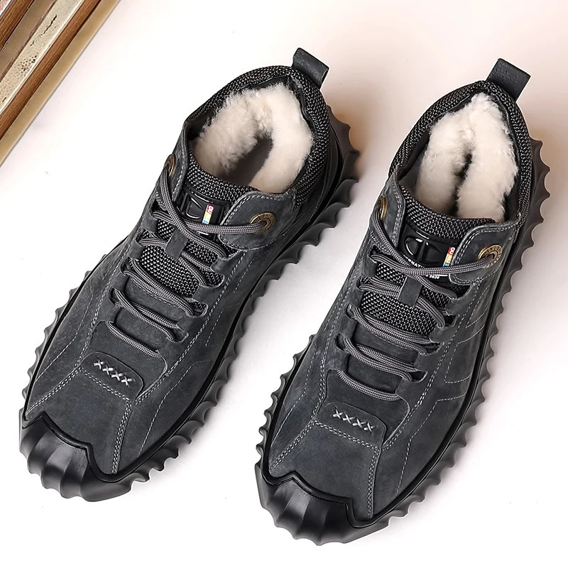 Men Casual Snow Boots lace up high top plush Warm Winter Shoes Men Hiking Boots Outdoor fashion Sneakers Man cotton shoes 240909