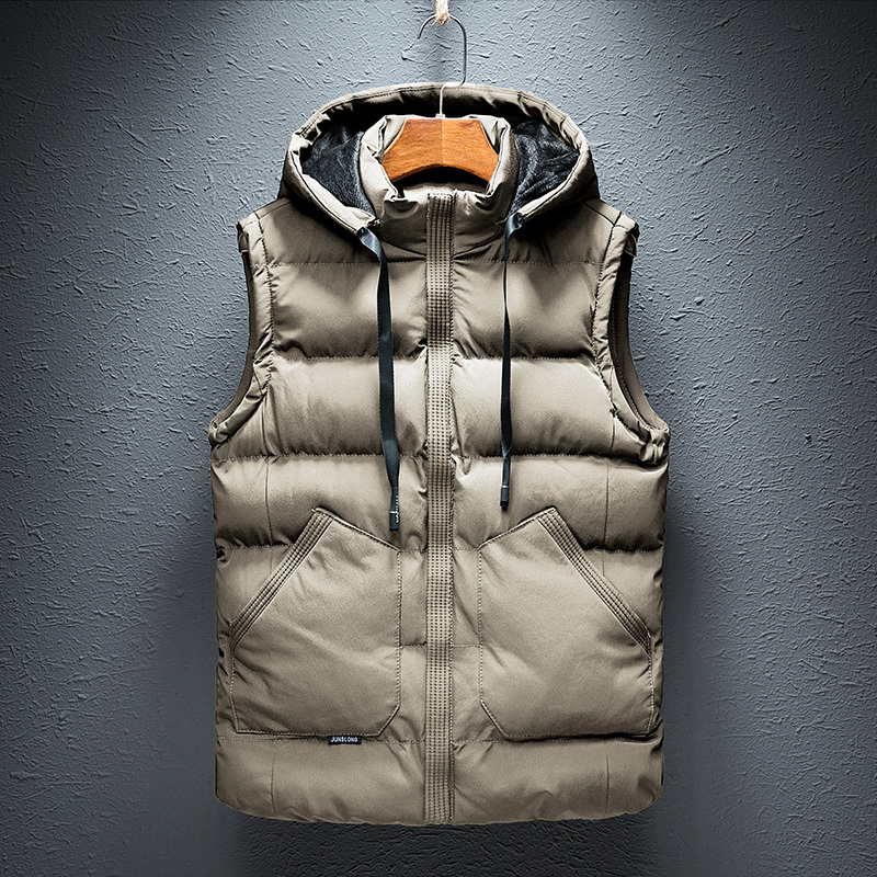 New Hooded Sleeveless Jacket Autumn Men Fashion Casual Coat Winter Windproof Warm Vest Detachable Hat Waistcoat Male