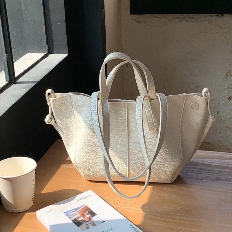 Soft Leather PU Tote Bags Women Korean Fashion Casual Shoulder Bag Large Capacity Handbags Female Commuting To Work Bag 240918