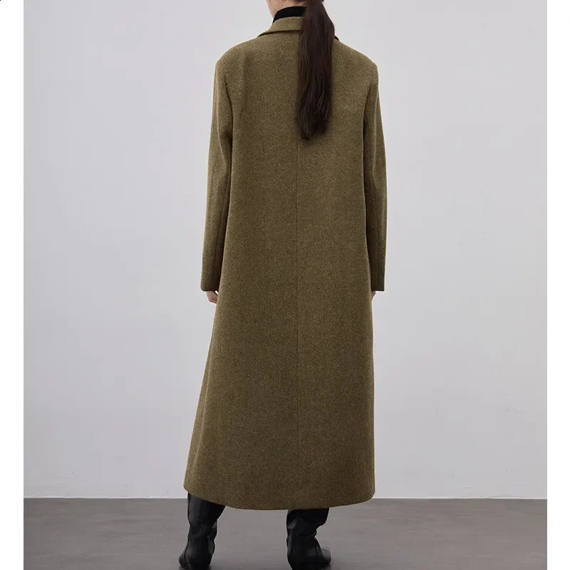 Womens wool coat autumn and winter item elongated minimalist waistband 240918