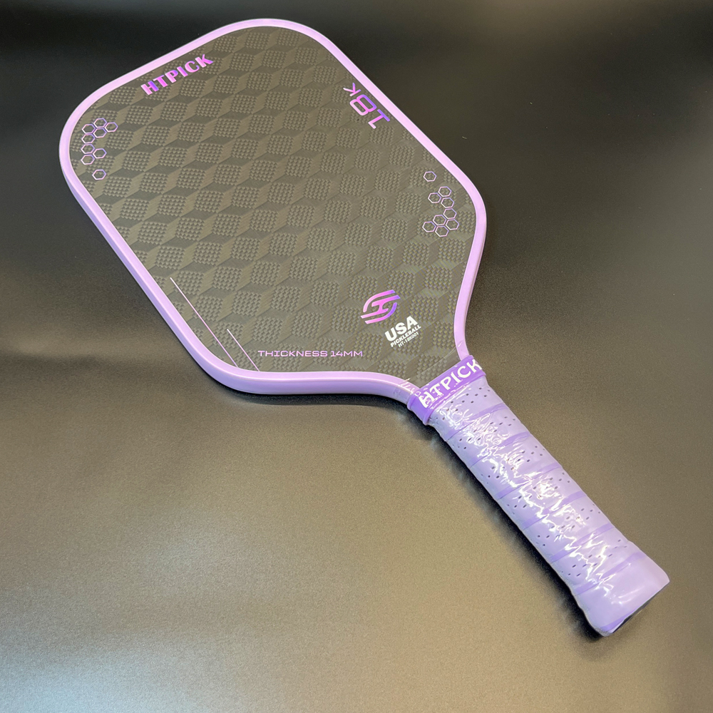 HTPICK 3D 18K Raw Carbon fiber pickleball paddle 14mm Honeycomb core thickness for Spin & Control Paddle Racket for beginner and pro