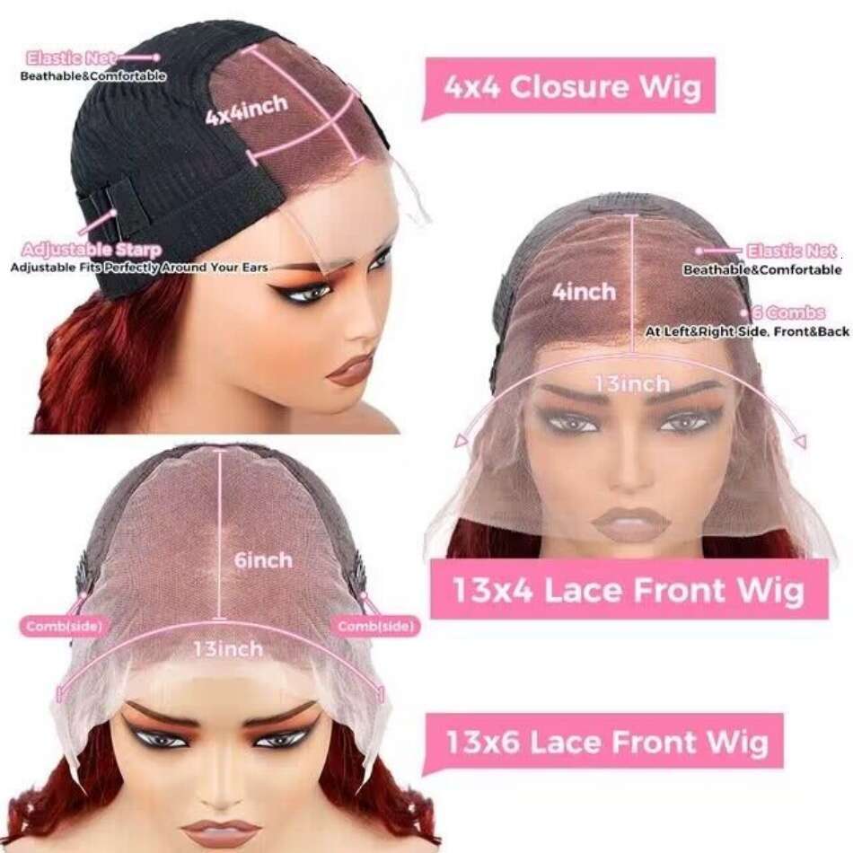 13x4 Reddish Front Human Hair Wigs For Women Brazilian Colored Red Brown Straight Lace Frontal Wig Pre Plucked