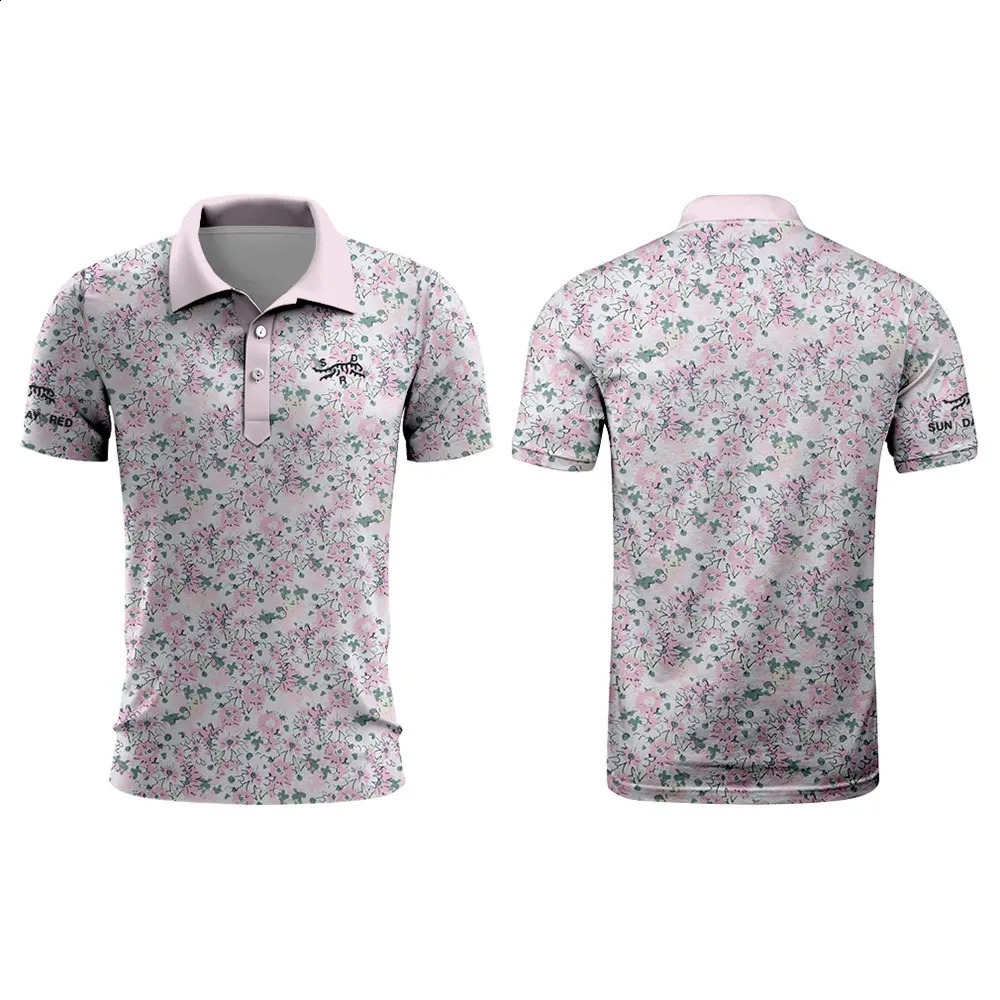 Tiger Woods Golf Sun Day Red Dense Forest Mens Summer Tshirt Top Quick Drying Club button Polo shirt 240919
