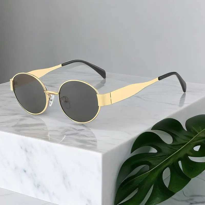 2024 New Oval Sunglasses Hot Lenses Small Round Metal Fashion Sunglasses For Men And WomenX240920