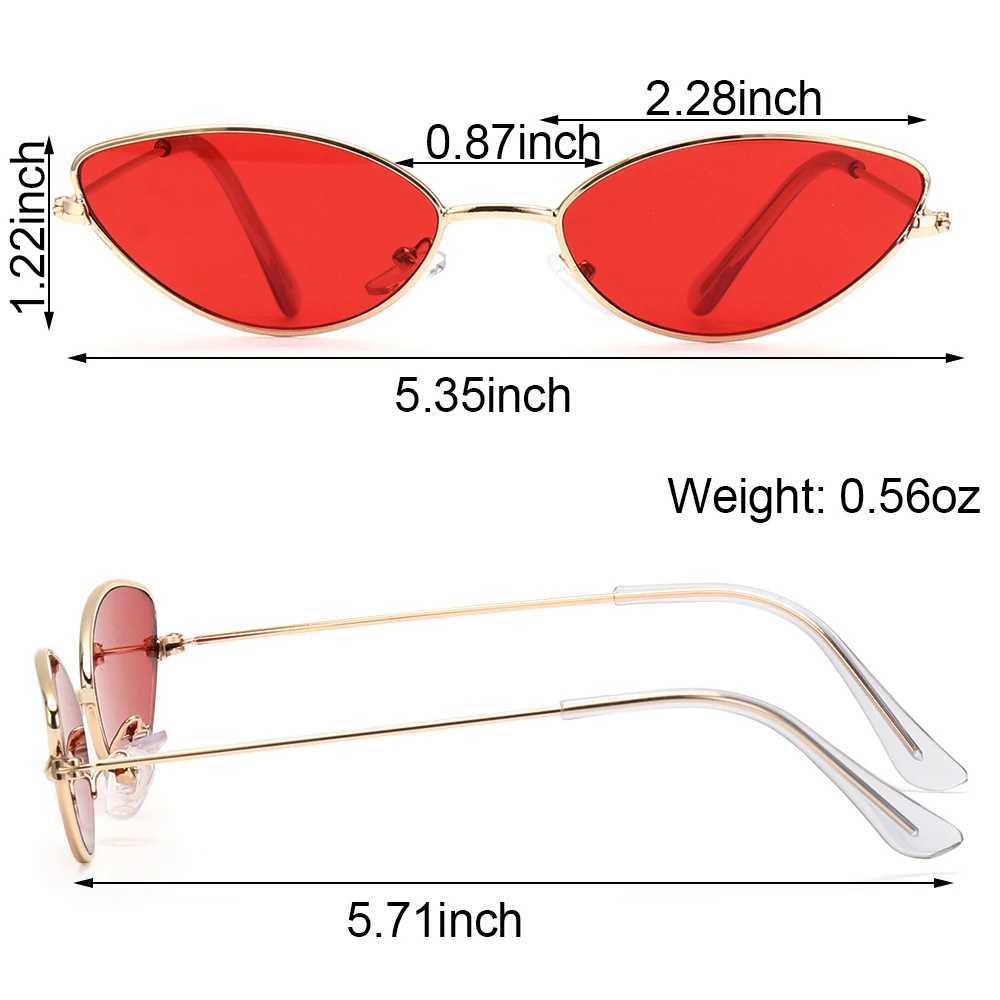 2021 Cute Sexy Cat Eye Sunglasses Luxury Metal Frame New Small Gold Red Vintage Fashion Cateye Sun Glasses Lady UV400 EyewearX240920