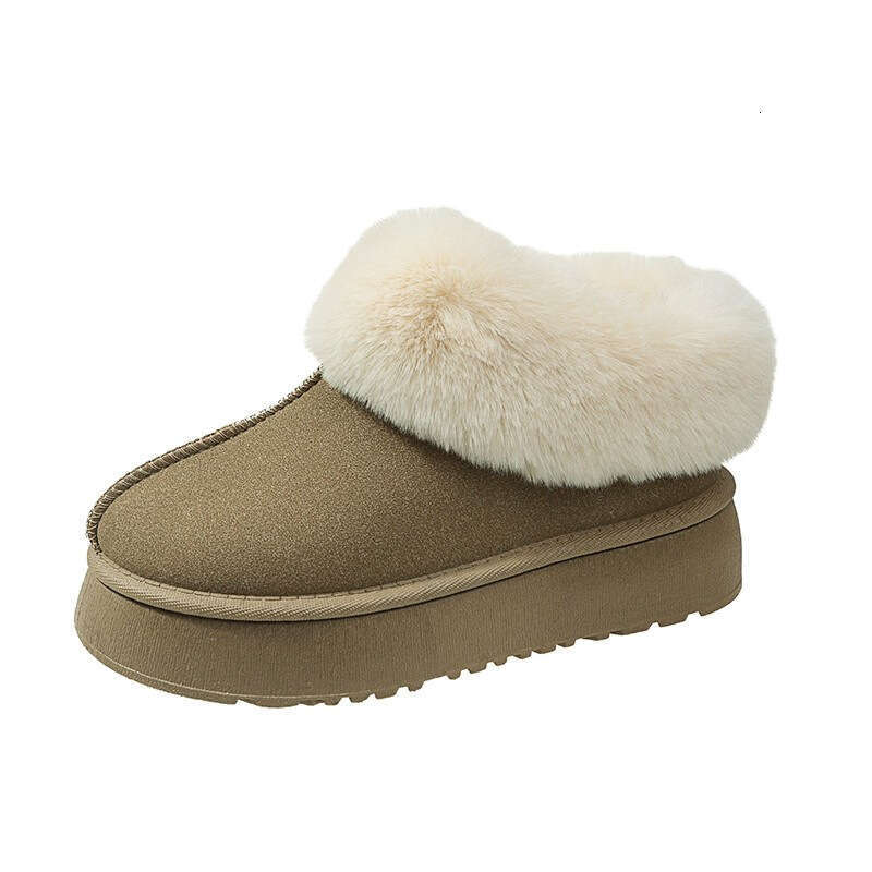 2024 New Plus Size Snow Boots For Lazy People, Solid Color Warmth, Versatile Women's Cotton Shoes, Height Increasing Thick Soled Women