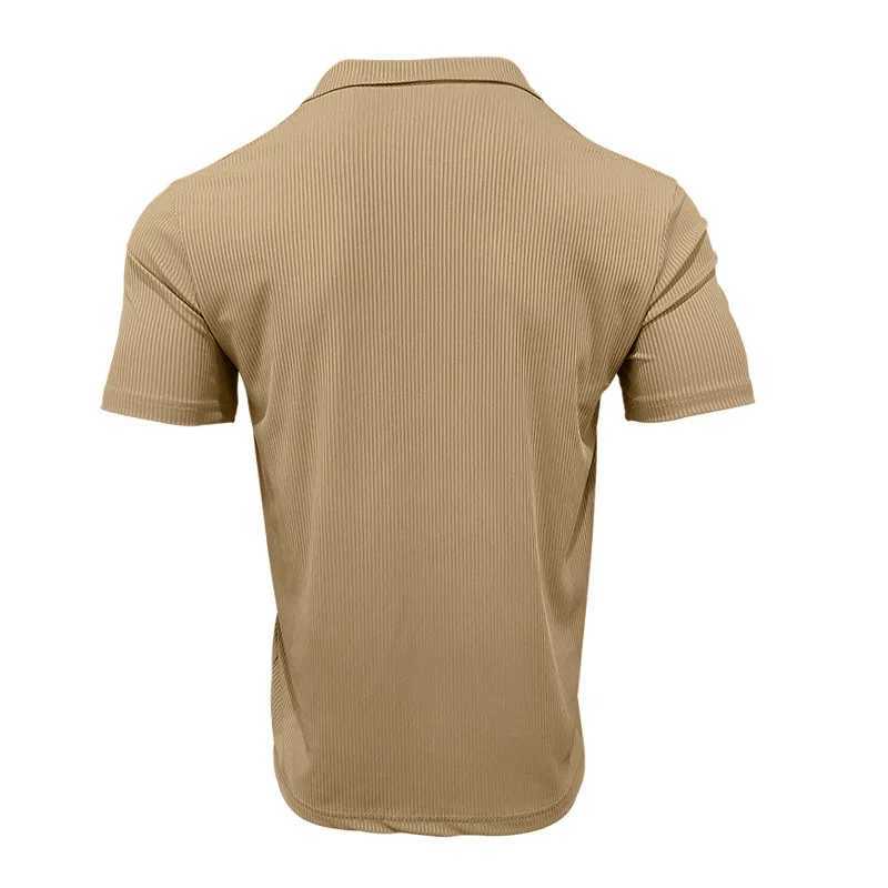 Mens Fashion Polo Shirts 2024 Summer Stripe Zipper Mens Polo Shirt Solid T-Shirt Brand Short-Sleeved Shirt Casual Slim TopsX240920