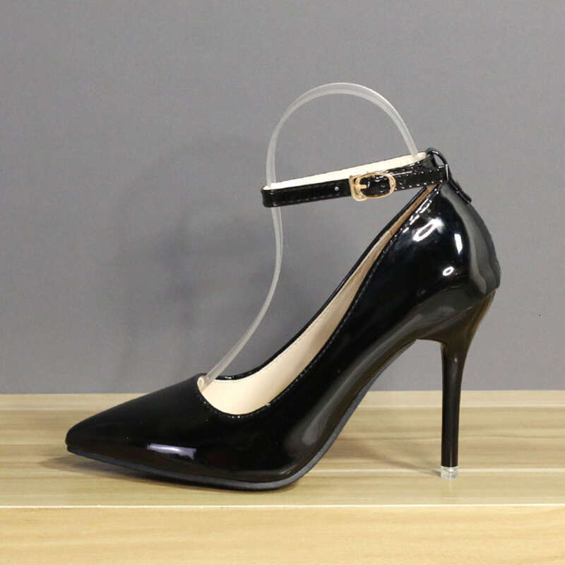 Aphixta 7cm 10cm 12cm Buckle Women Pointed Toe Pumps Patent Leather Shoes Stiletto Heels Office Pump Super Big Size 33-50