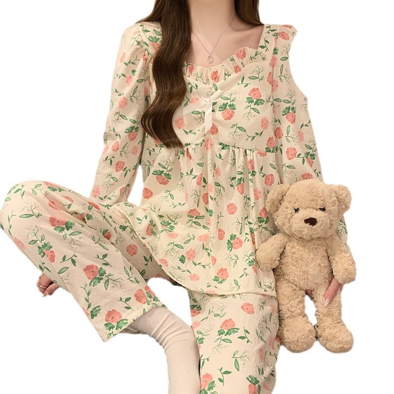 Women's with chest cushion autumn and winter new home clothes cloud cotton outer wear simple casual women's sleepwear