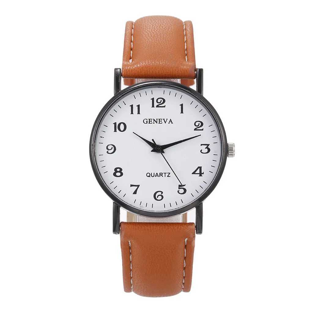 Simple Watches For Women Casual Quartz Watch Fashion Leather Wristwatch Round Digital Dial Watches Montre FemmesX240920