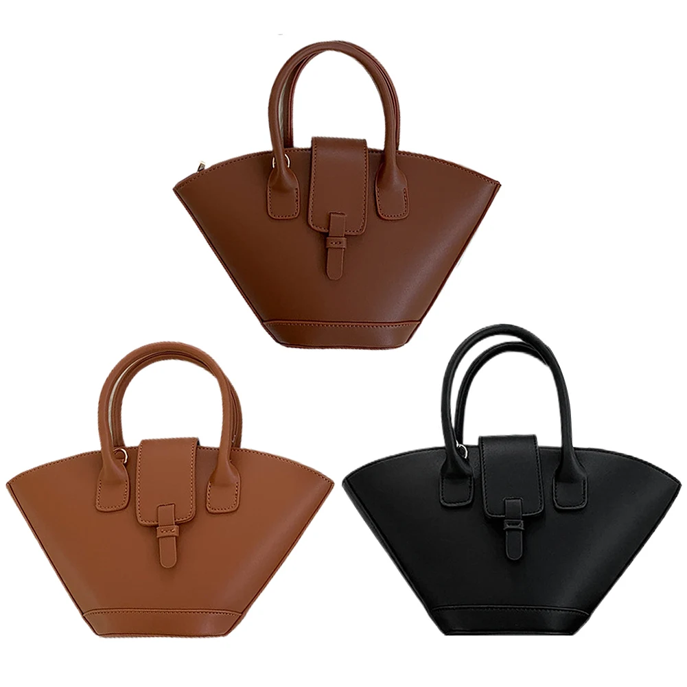 Shoulder Large Capacity Trendy TLXT Crossbody Trapezoid Top Handle Fan-Shaped Bucket for Women Designer Brown Bag