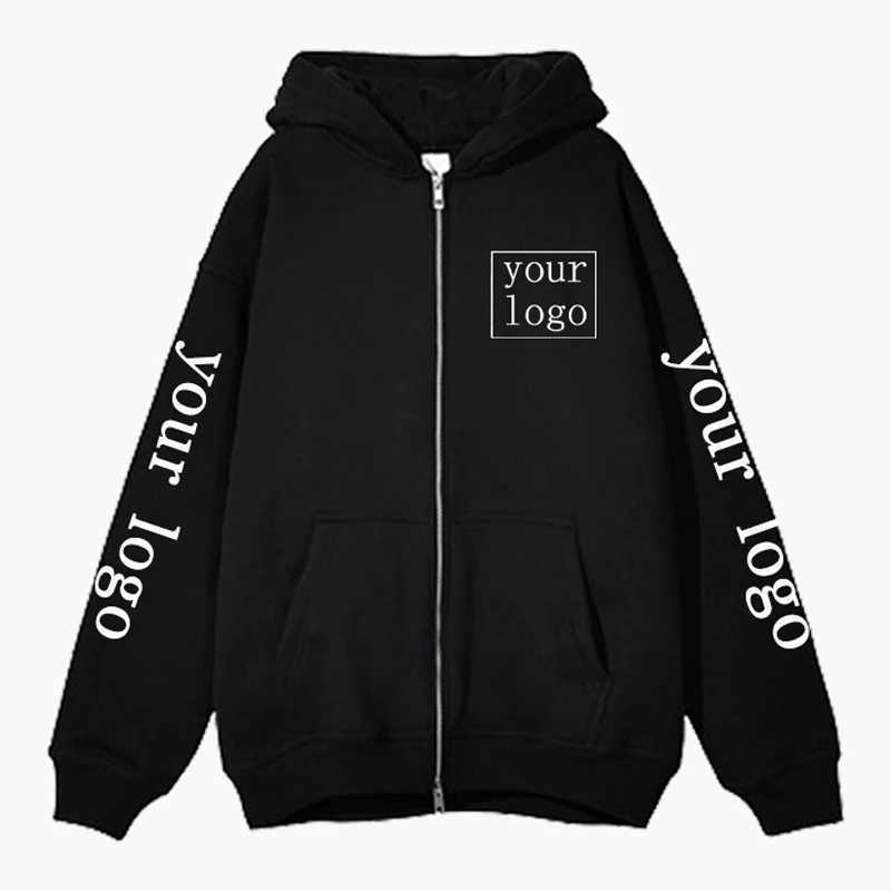Customized Zipper Hoodie Mens Personalized Printed Sweatshirt Design Your Own/Pattern Y2K Street Clothing Zipper Jacket Coat W240919
