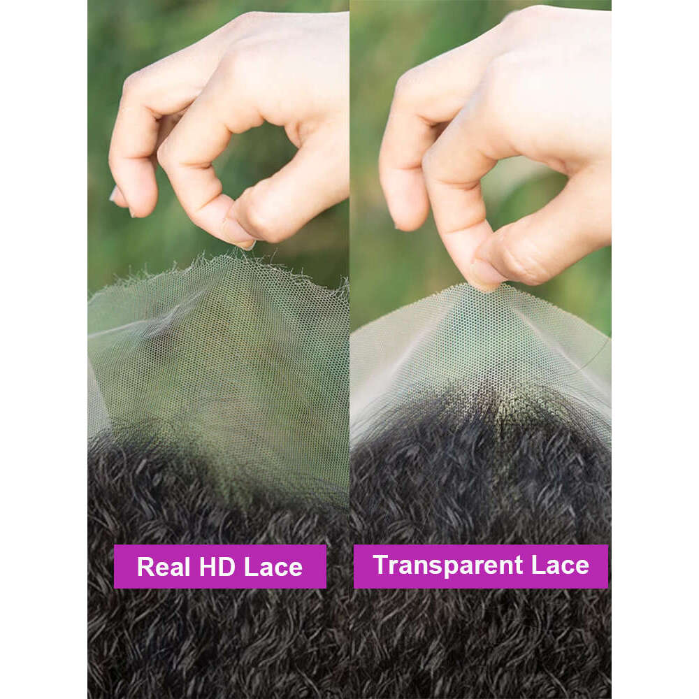 360 Hd Full Frontal 350 Density Kinky Yaki Straight HD Transparent Lace Front Human Hair Wig for Women 40Inch Brazilian