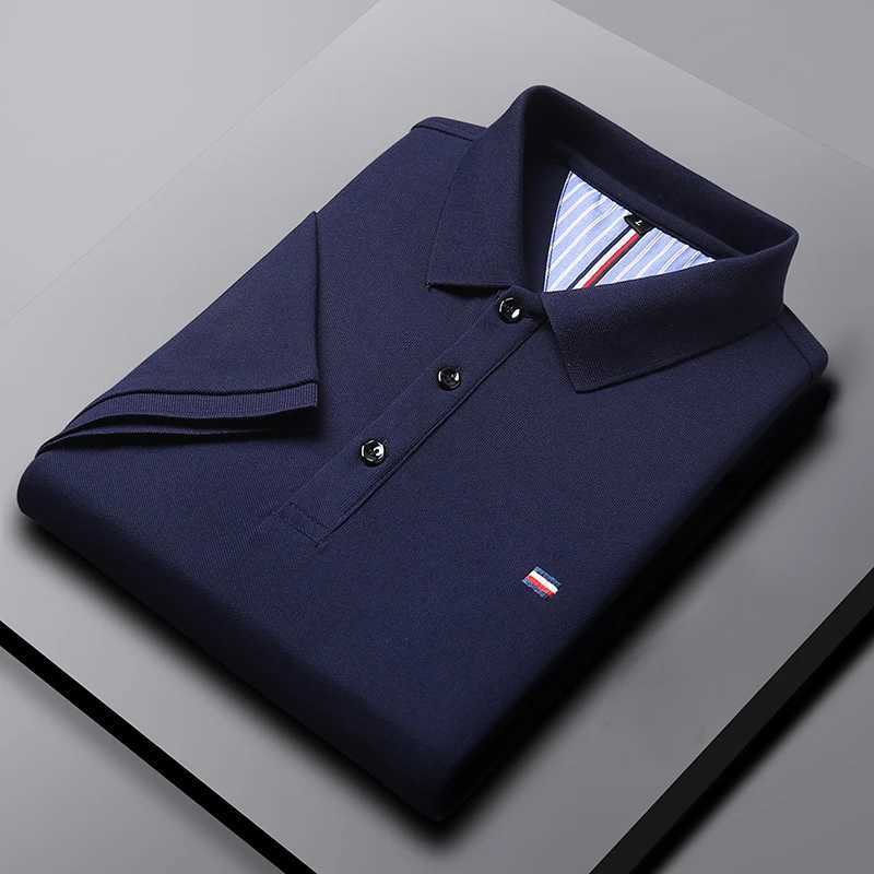 Embroidered Mens Pure Cotton Popsicle Cotton Polo Shirt 2024 Summer Short Sleeved New Business Casual Breathable Polo Shirt ForX240920