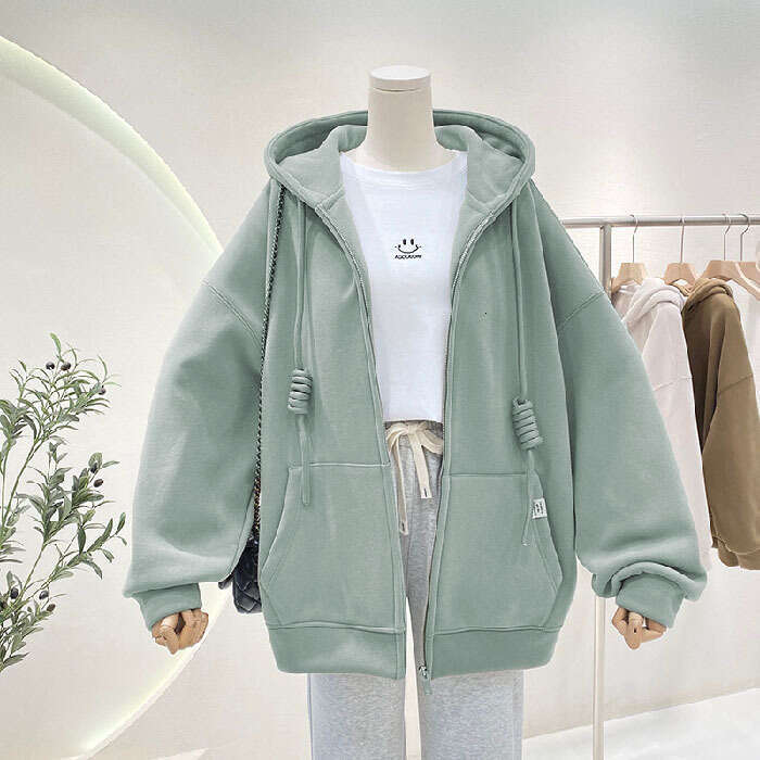 Hallowmas 2024 New Hooded Hoodie Womens Autumn/winter Korean Edition Lazy Style Loose Plush Cardigan Zipper Casual Coat Top Women Jacket Autumn Dress 