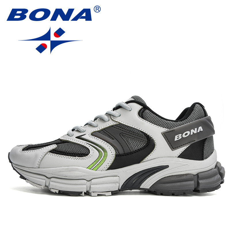 New BONA Designers Action Leather Mesh Men New Running Sneakers Trainers Lightweight Antiskid Outdoor Walking Shoes Man 10e6